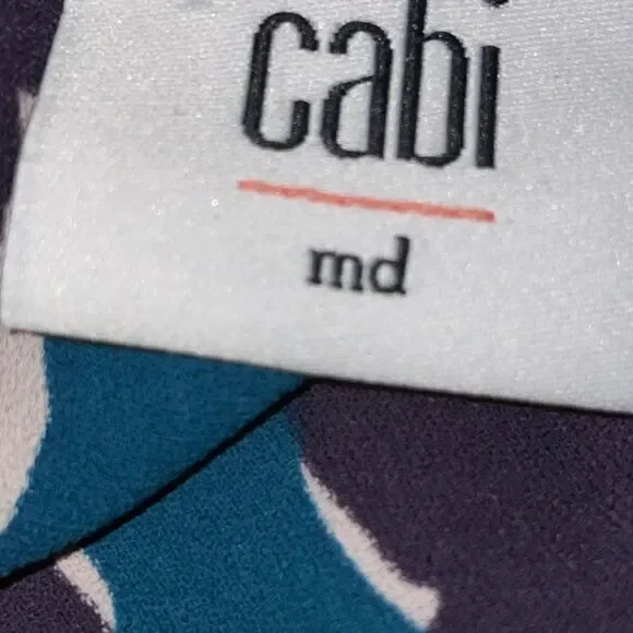 CAbi #3087 Size M  Warhol Teal & Purple Floral Sleeveless Blouse Top EUC - Picture 4 of 5